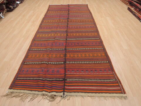 Kilim Red Runner Flat Woven 44 X 113  Area Rug 100-110508 Image 1