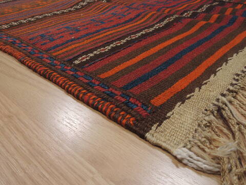 Kilim Red Runner Flat Woven 44 X 113  Area Rug 100-110508 Image 4