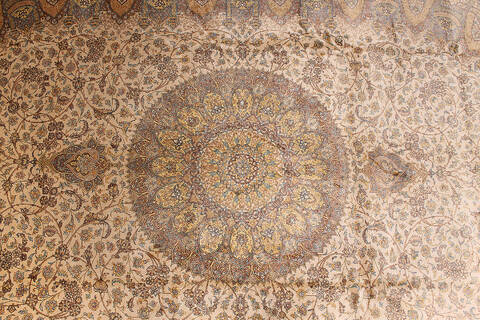 Qum Yellow Hand Knotted 67 X 910  Area Rug 254-110512 Image 4