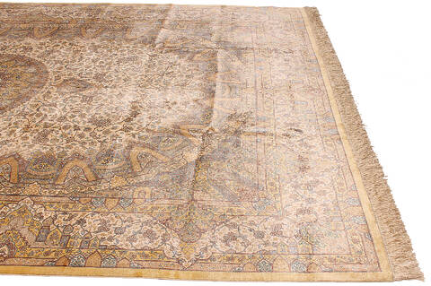 Qum Yellow Hand Knotted 67 X 910  Area Rug 254-110512 Image 5