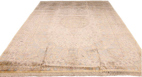 Qum Yellow Hand Knotted 67 X 910  Area Rug 254-110512 Image 7