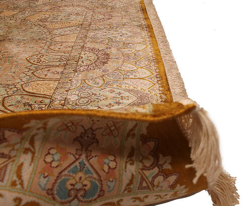 Qum Yellow Hand Knotted 67 X 97  Area Rug 254-110514 Image 4
