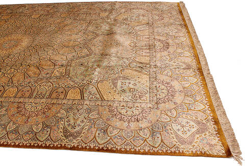 Qum Yellow Hand Knotted 67 X 97  Area Rug 254-110514 Image 5