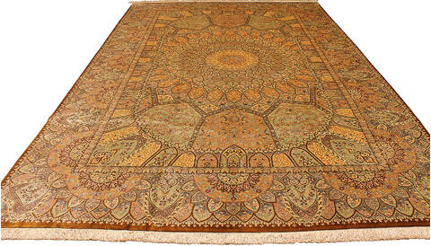 Qum Yellow Hand Knotted 67 X 97  Area Rug 254-110514 Image 6