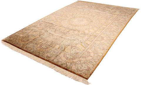 Qum Yellow Hand Knotted 67 X 97  Area Rug 254-110514 Image 7