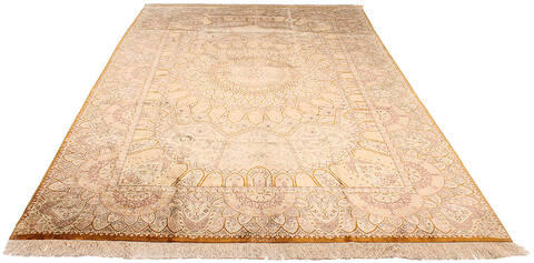 Qum Yellow Hand Knotted 67 X 97  Area Rug 254-110514 Image 8