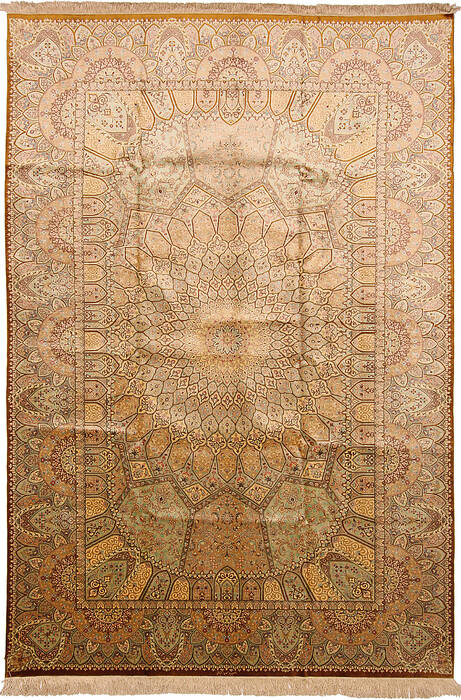 Qum Yellow Hand Knotted 67 X 97  Area Rug 254-110514 Image 0