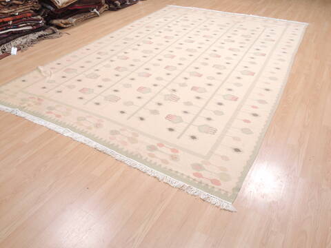 Kilim Beige Flat Woven 97 X 117  Area Rug 100-110557 Image 2