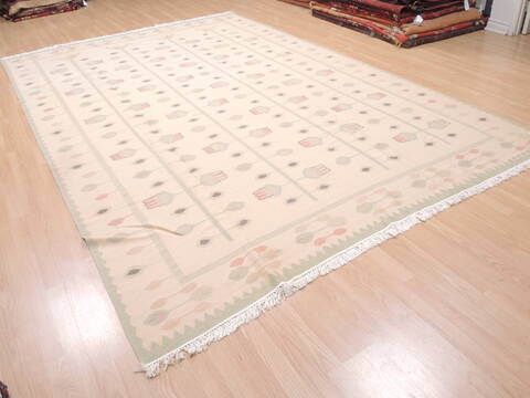 Kilim Beige Flat Woven 97 X 117  Area Rug 100-110557 Image 3