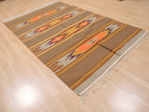 Kilim Beige Flat Woven 54 X 84  Area Rug 100-110574 Image 3