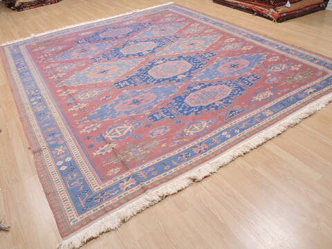 Kilim Blue Square Flat Woven 90 X 105  Area Rug 100-110580 Image 3