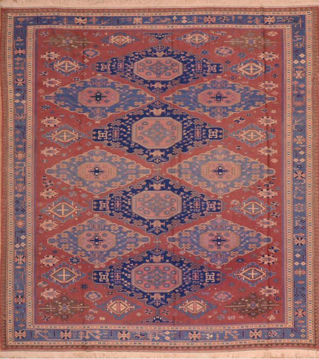 Kilim Blue Square Flat Woven 90 X 105  Area Rug 100-110580 Image 0