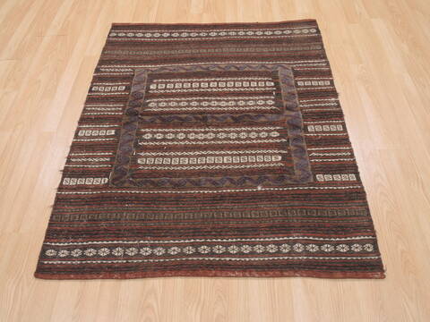 Kilim Brown Square Flat Woven 39 X 45  Area Rug 100-110604 Image 1