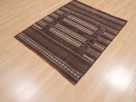 Kilim Brown Square Flat Woven 39 X 45  Area Rug 100-110604 Image 2