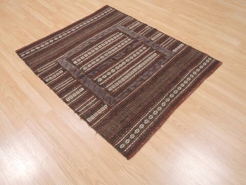 Kilim Brown Square Flat Woven 39 X 45  Area Rug 100-110604 Image 3