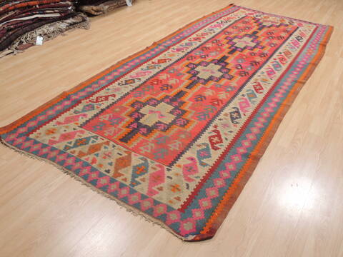 Kilim Red Runner Flat Woven 50 X 113  Area Rug 100-110606 Image 2