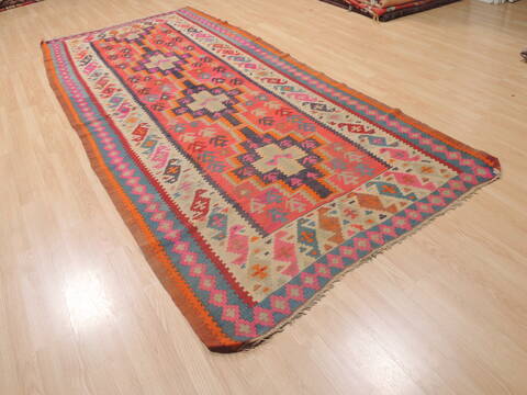 Kilim Red Runner Flat Woven 50 X 113  Area Rug 100-110606 Image 3