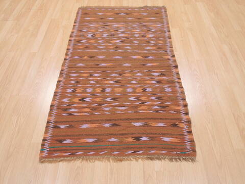 Kilim Brown Flat Woven 31 X 53  Area Rug 100-110609 Image 1