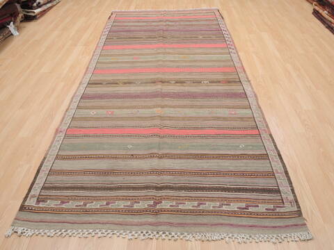 Kilim Red Runner Flat Woven 46 X 103  Area Rug 100-110626 Image 1