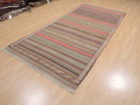 Kilim Red Runner Flat Woven 46 X 103  Area Rug 100-110626 Image 2