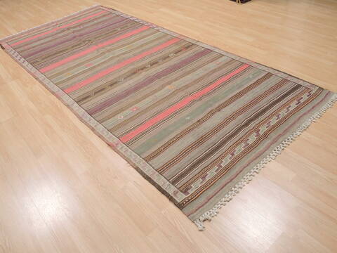 Kilim Red Runner Flat Woven 46 X 103  Area Rug 100-110626 Image 3