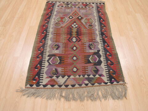 Kilim Green Flat Woven 31 X 47  Area Rug 100-110628 Image 1