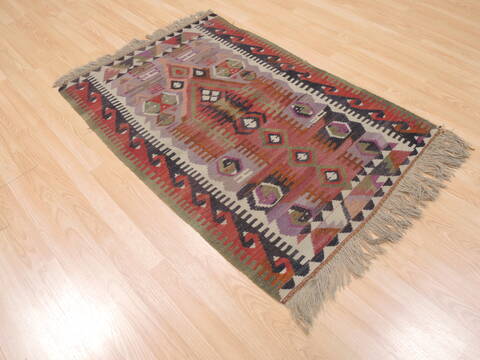 Kilim Green Flat Woven 31 X 47  Area Rug 100-110628 Image 3