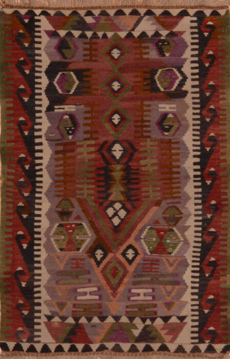 Kilim Green Flat Woven 31 X 47  Area Rug 100-110628 Image 0