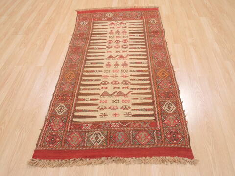 Kilim Red Flat Woven 211 X 54  Area Rug 100-110639 Image 1
