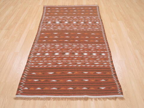 Kilim Brown Flat Woven 37 X 64  Area Rug 100-110647 Image 1