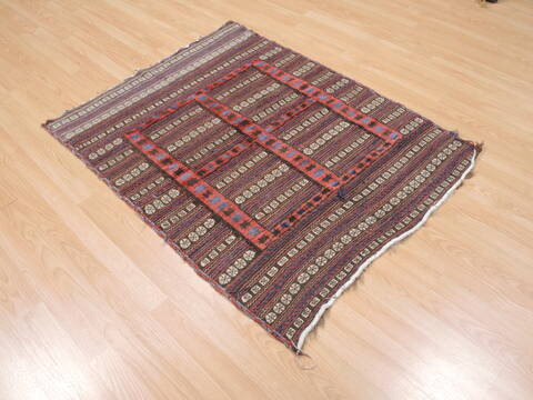 Kilim Red Square Flat Woven 39 X 46  Area Rug 100-110648 Image 3