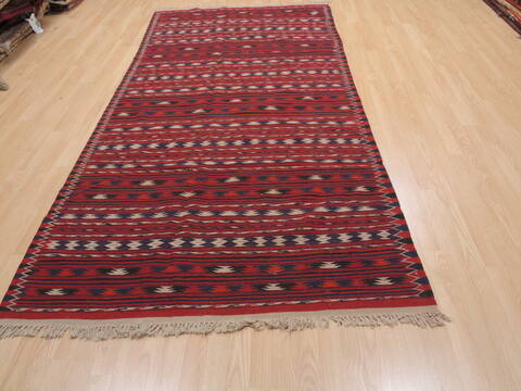 Kilim Red Runner Flat Woven 46 X 98  Area Rug 100-110658 Image 1
