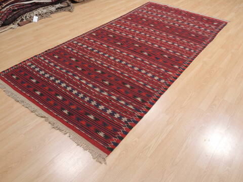 Kilim Red Runner Flat Woven 46 X 98  Area Rug 100-110658 Image 2