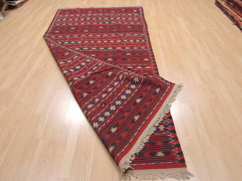 Kilim Red Runner Flat Woven 46 X 98  Area Rug 100-110658 Image 5