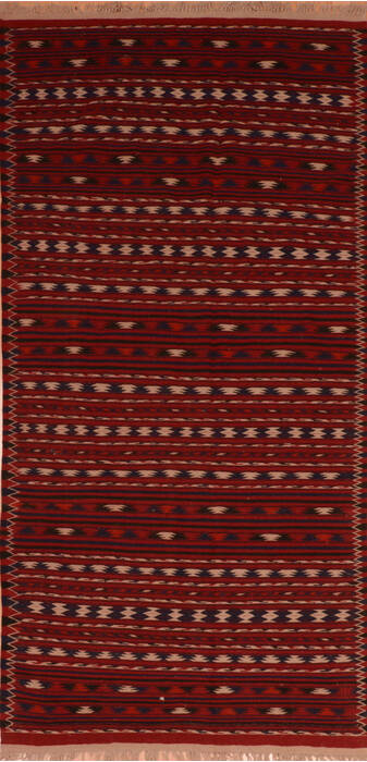 Kilim Red Runner Flat Woven 46 X 98  Area Rug 100-110658 Image 0