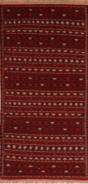Kilim Red Runner Flat Woven 4'6" X 9'8"  Area Rug 100-110658