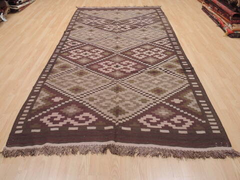 Kilim Brown Runner Flat Woven 54 X 108  Area Rug 100-110660 Image 1