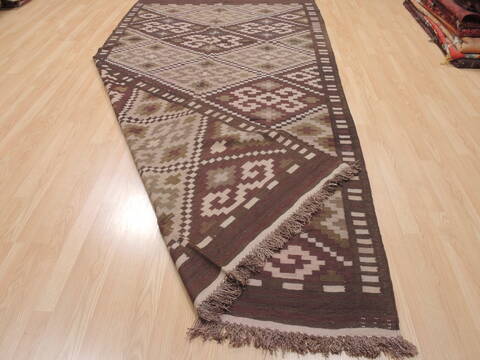 Kilim Brown Runner Flat Woven 54 X 108  Area Rug 100-110660 Image 5