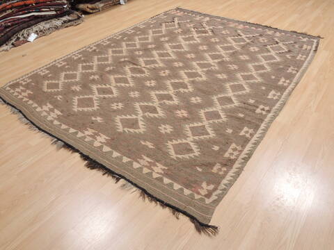 Kilim Brown Flat Woven 67 X 88  Area Rug 100-110670 Image 2