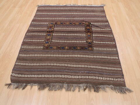 Kilim Brown Flat Woven 41 X 52  Area Rug 100-110676 Image 1