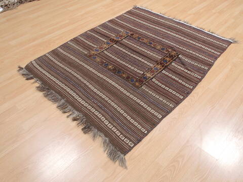 Kilim Brown Flat Woven 41 X 52  Area Rug 100-110676 Image 2