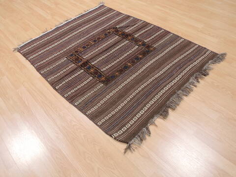 Kilim Brown Flat Woven 41 X 52  Area Rug 100-110676 Image 3