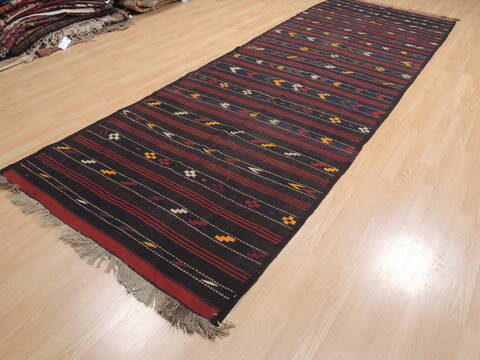 Kilim Blue Runner Flat Woven 44 X 135  Area Rug 100-110689 Image 2