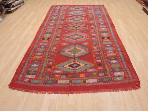 Kilim Red Flat Woven 50 X 95  Area Rug 100-110700 Image 1