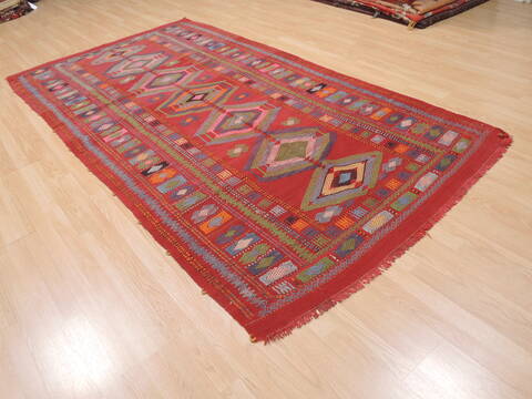 Kilim Red Flat Woven 50 X 95  Area Rug 100-110700 Image 3