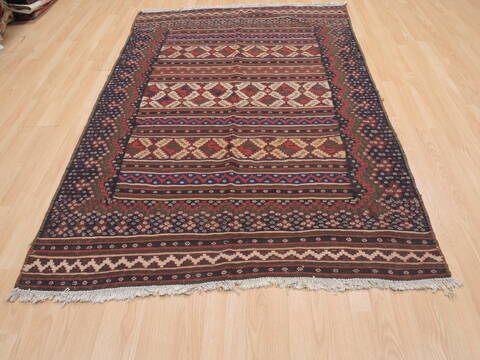 Kilim Blue Flat Woven 49 X 75  Area Rug 100-110712 Image 1