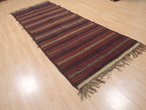 Kilim Brown Runner Flat Woven 311 X 105  Area Rug 100-110716 Image 3