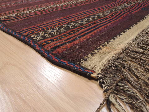 Kilim Brown Runner Flat Woven 311 X 105  Area Rug 100-110716 Image 4