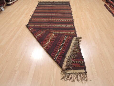 Kilim Brown Runner Flat Woven 311 X 105  Area Rug 100-110716 Image 6