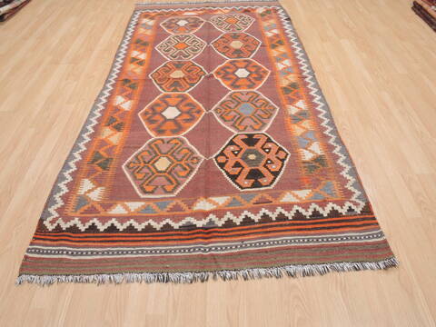 Kilim Orange Runner Flat Woven 43 X 810  Area Rug 100-110720 Image 1